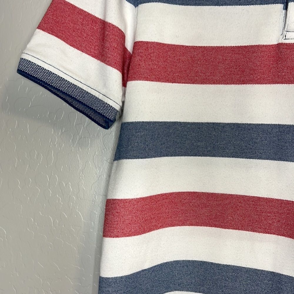 IZOD Men’s Red White Blue Striped Short Sleeve Polo Size Small - Picture 4 of 7